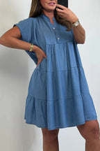 Women's V-neck Spliced Loose Dress