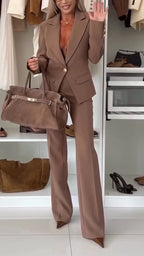 Women Laple Collar Jacket+ Pants Temperament Commuting Suit