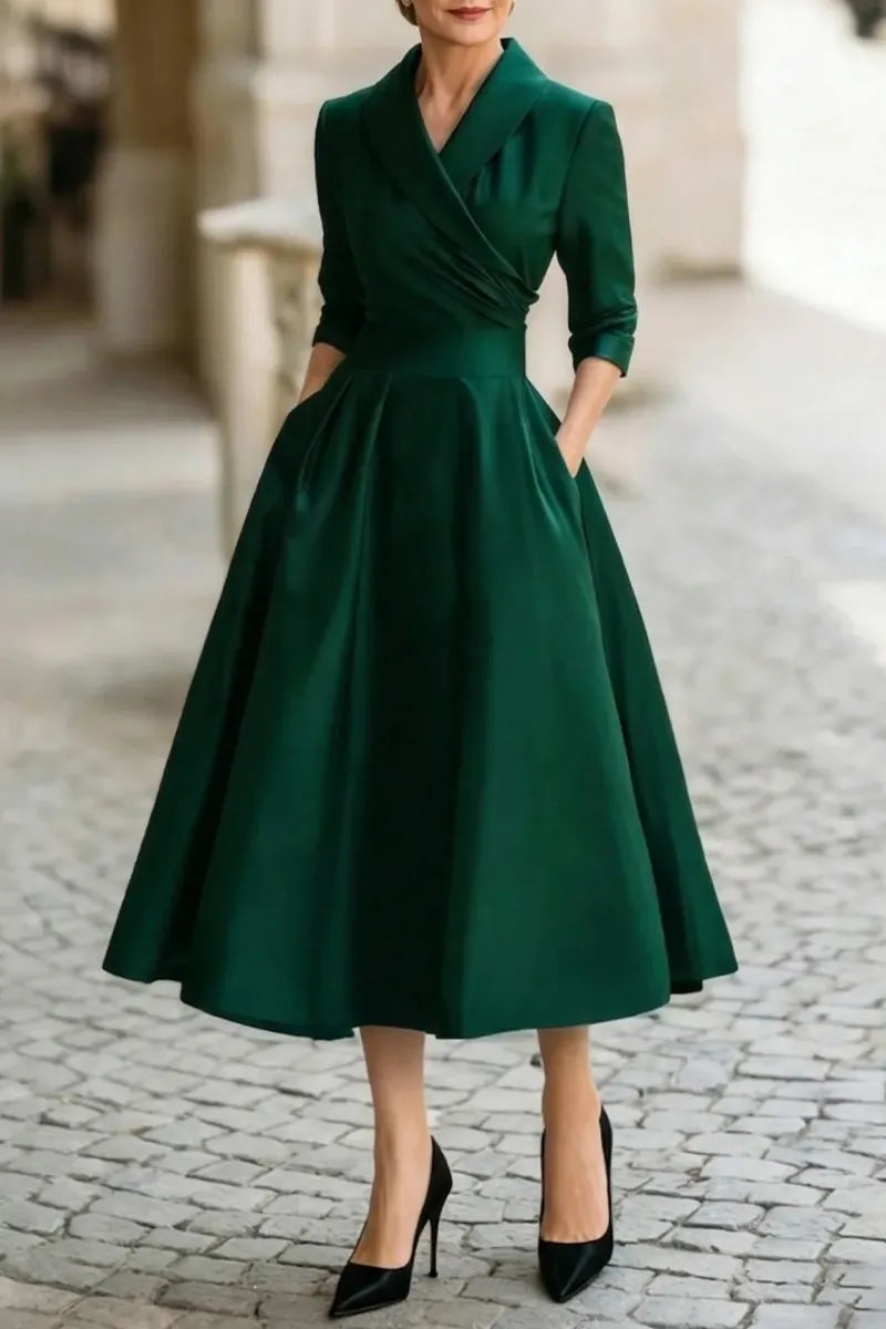 Women's Elegant Waist Defined A Line Hem Dress