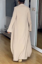 Women Inner Suspender Solid Color Jumpsuit + Long Cardigan Temperament Casual Set