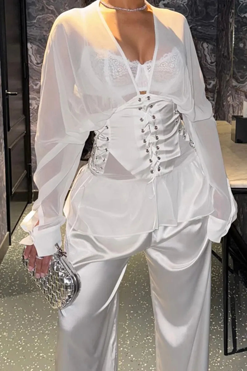 Women's Casual Tie Waist Blouse or Pants