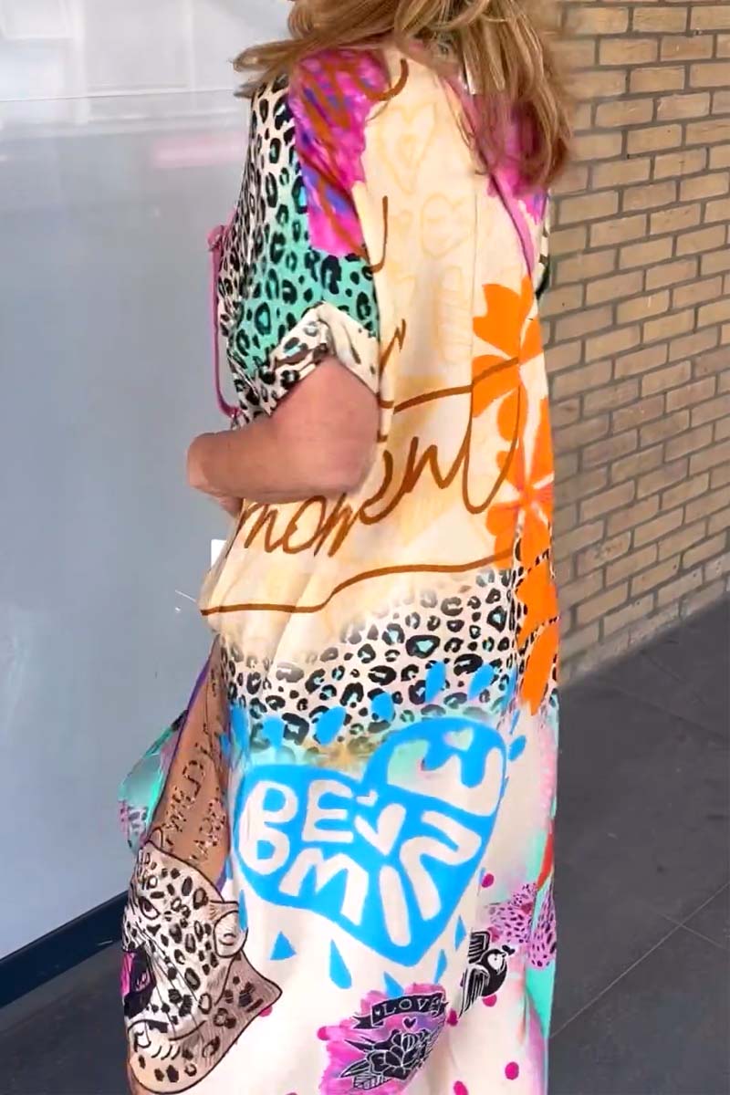 Women's Summer Plus Size Dress Casual Leopard Print Short Sleeve Dress