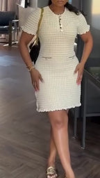 Womens Round Neck Elegant Temperament Dress
