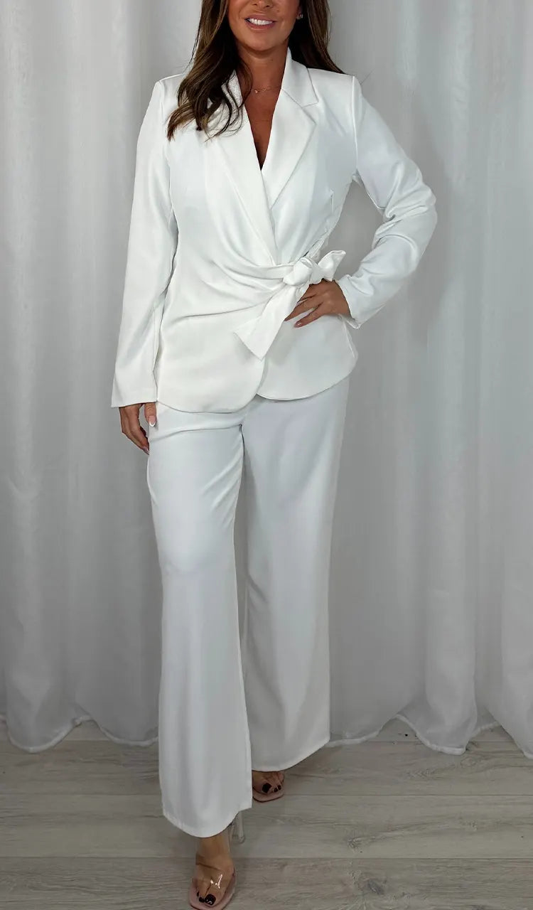 Womens Collared Jacket + Trousers Temperament Commuter Suit