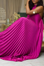 Women's Fashion Party Pleated Loose Halter Dress