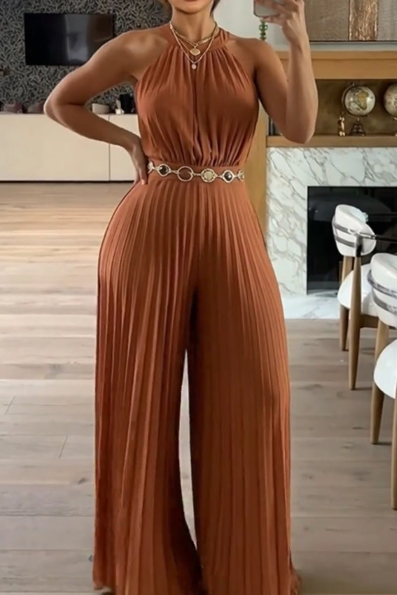 Women's Pleated Long Jumpsuit Commuter Style