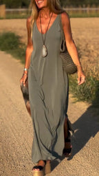 Women's V-neck Sleeveless Casual Dress