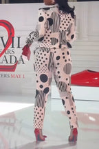 Women's Elegant Lapel Polka-Dot Blazer or Pants