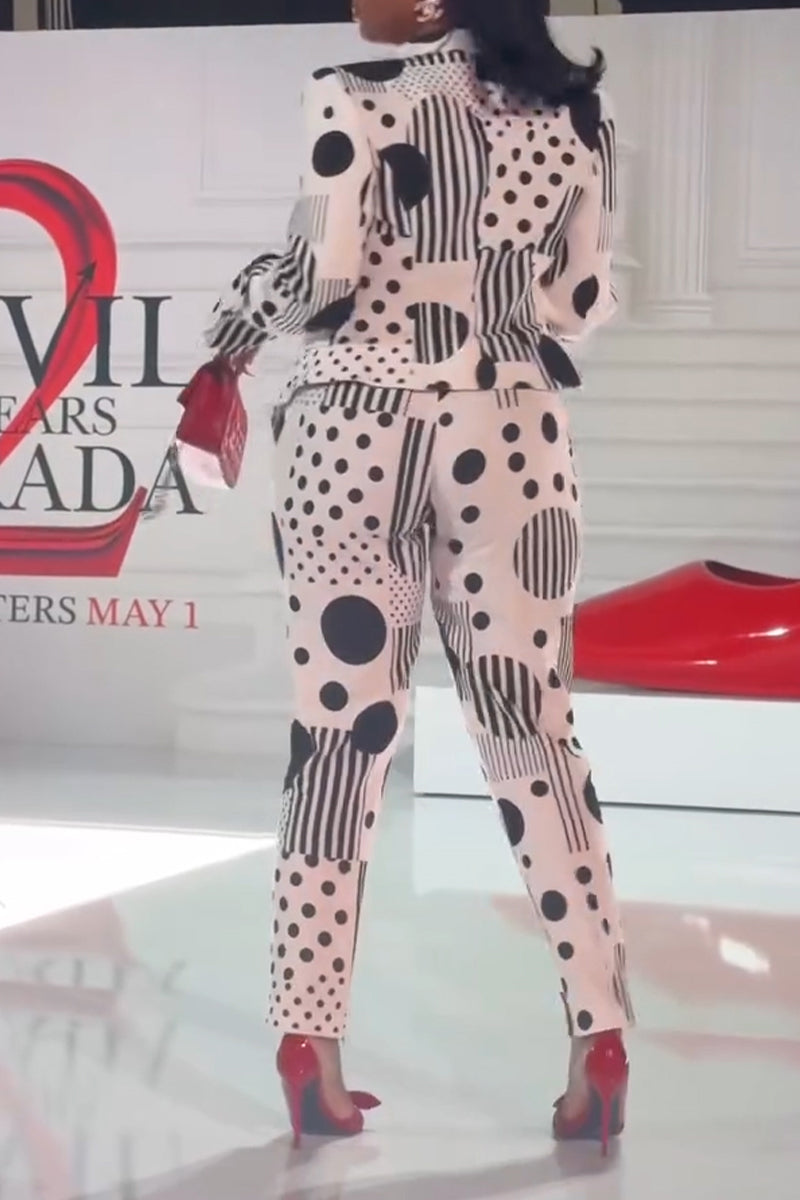 Women's Elegant Lapel Polka-Dot Blazer or Pants