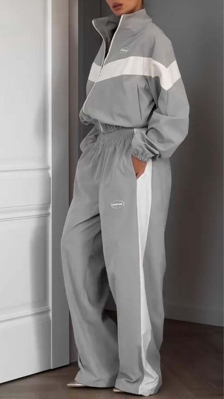 Womens Lapel Jacket + Pants Sports and Casual Style Suit