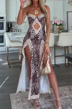 Women's Printed High Slit Irregular Hem Long Vacation Dress