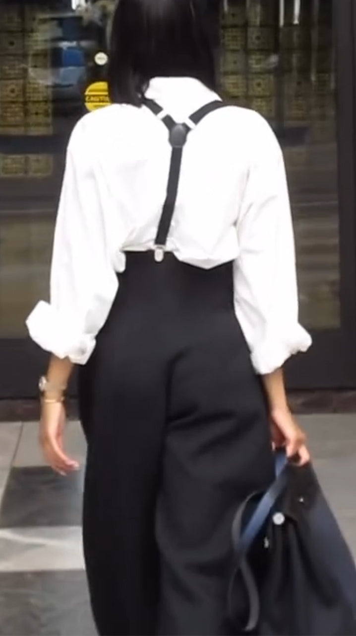 Women Laple Collar Shirt+ Overalls Casual Set