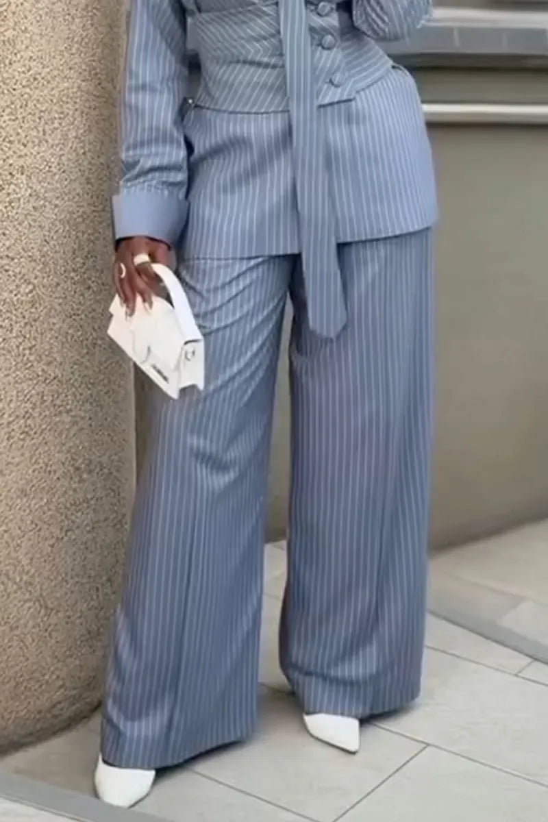 Women's Fashion Commuter Stripe Blazer with Tie or Pants