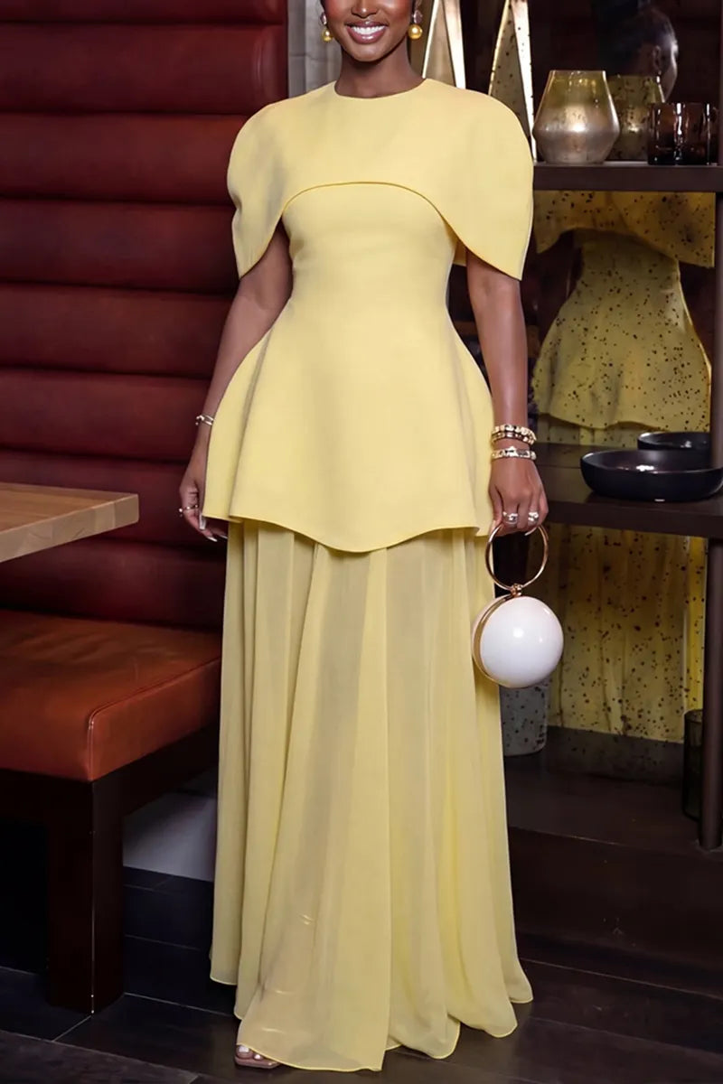 Women's Elegant Slim-Fit Mesh-Panel Dress Set