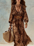 Bohemian Leopard Print Maxi Dress