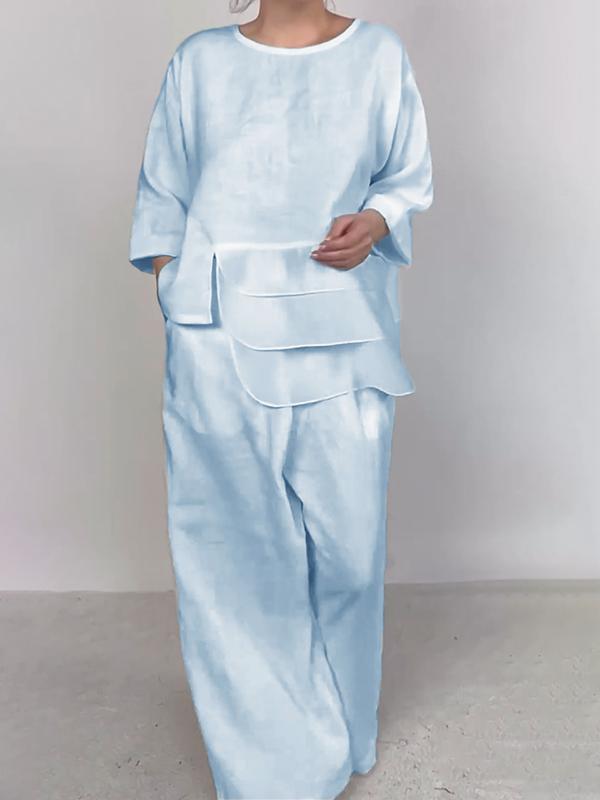 Women Stylish Plain Satin Three-pieces Set