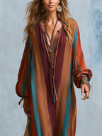 Bohemian Striped Long Robe Dress