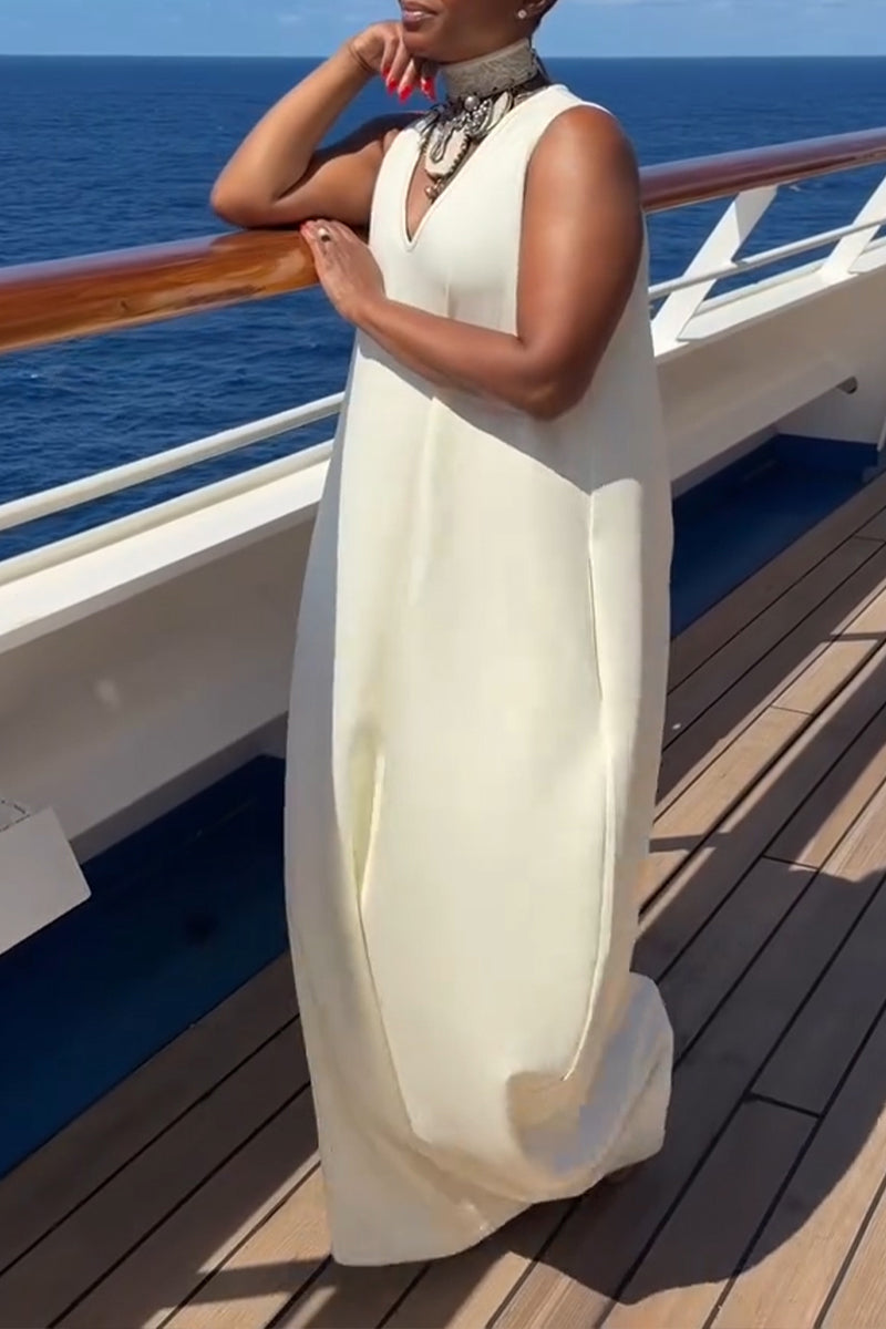 Women's Casual Loose Simple Sleeveless Maxi Dress