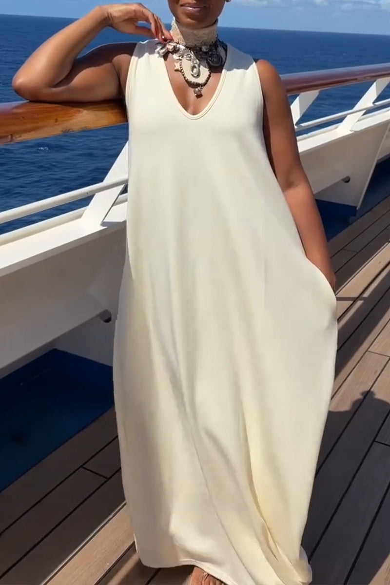 Women's Casual Loose Simple Sleeveless Maxi Dress