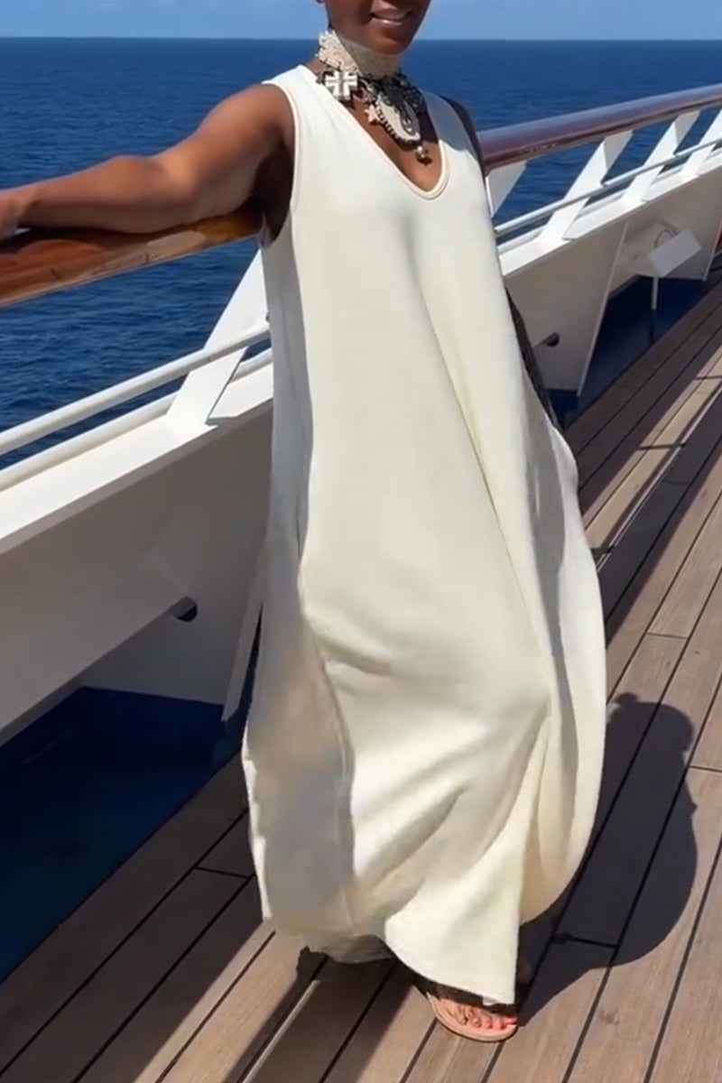 Women's Casual Loose Simple Sleeveless Maxi Dress