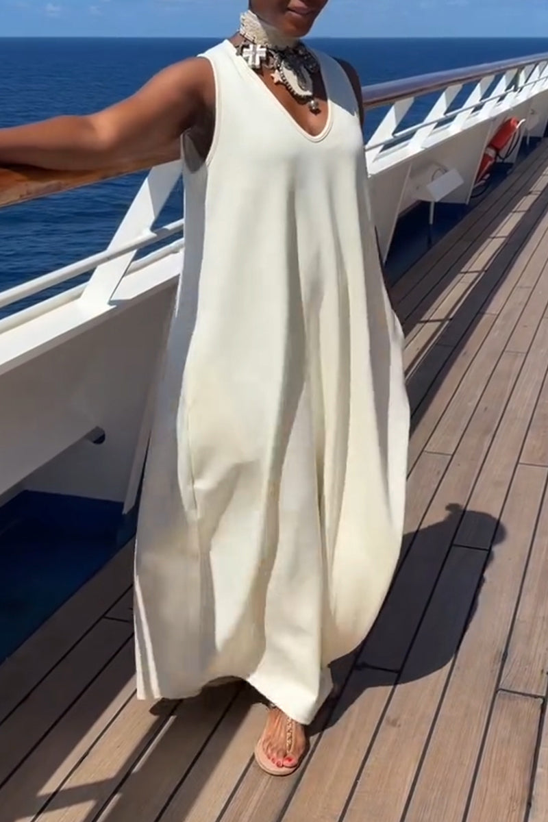 Women's Casual Loose Simple Sleeveless Maxi Dress