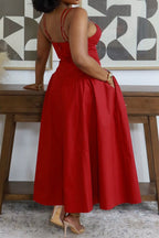 Women's Spaghetti Strap Party Dress With Pockets