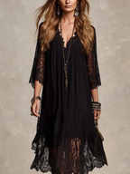 Bohemian Black Lace Maxi Dress