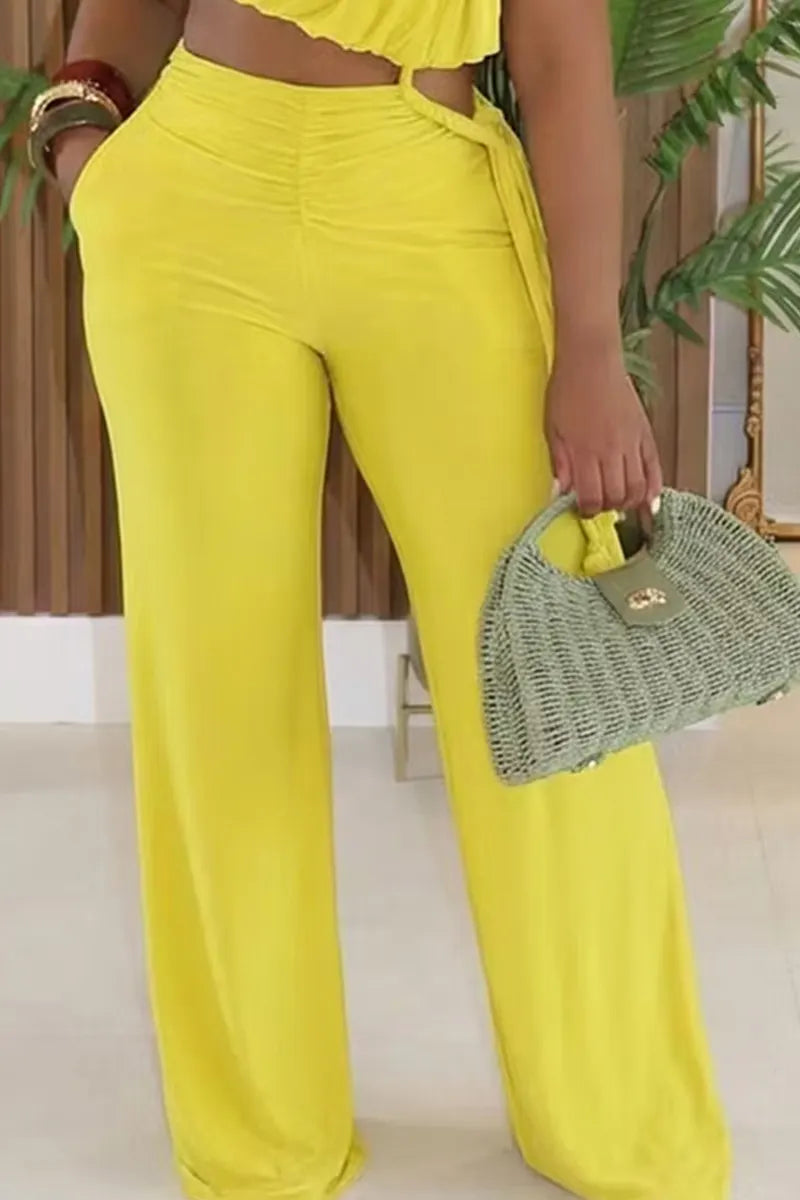 Women's Off Shoulder Cropped Party Top Or Wide Leg Trousers