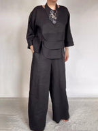 Women Stylish Plain Satin Three-pieces Set