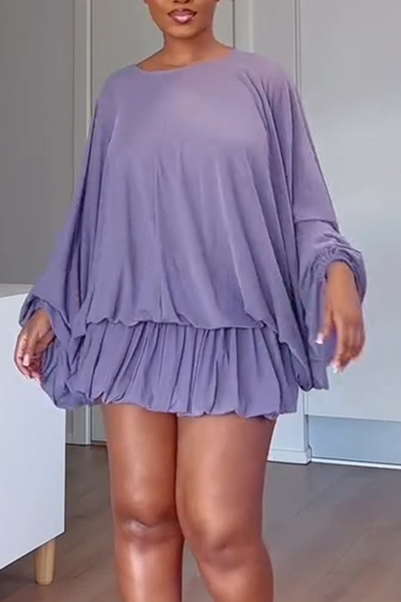 Women's Elegant Batwing Open-Back Pleated Hem Dress