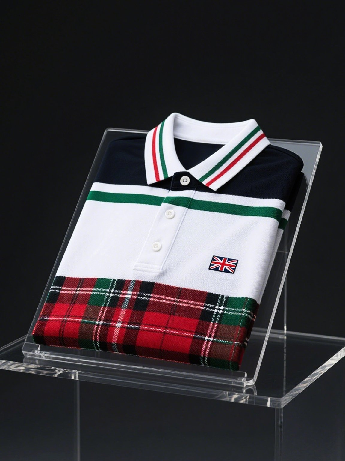 Men's Business Casual Union Jack Button Short Sleeve Polo Shirt