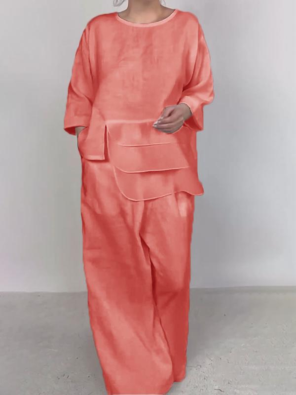 Women Stylish Plain Satin Three-pieces Set