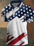 Men's Vintage American Flag Printed Casual POLO Shirt