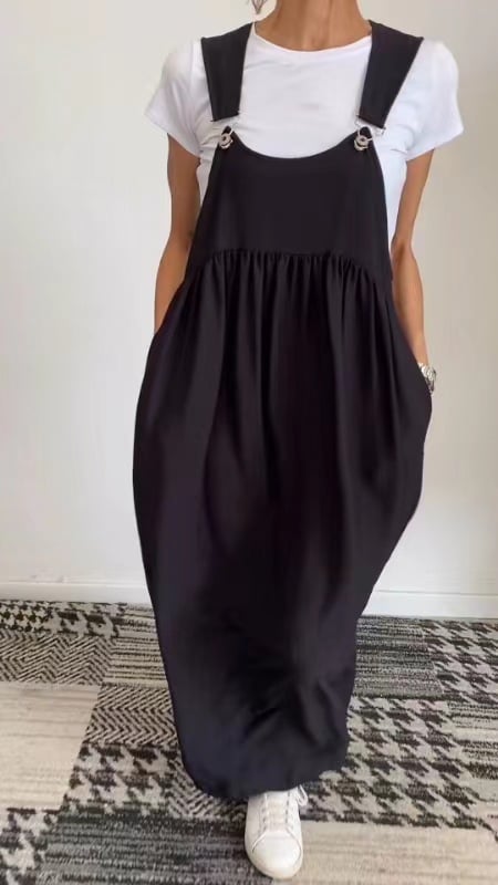 Relaxed Fit Cotton and Linen Suspender Dress