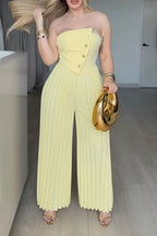 Women's Fashion Trim Wide Leg Bustier Jumpsuit