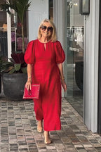 Women Summer Formal Linen Dress Solid color cotton and linen dress