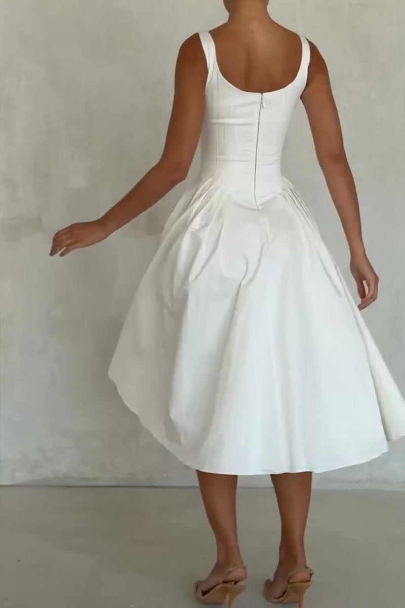 Women's Elegant Pleated Hem Cami Dress