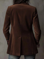 Vintage Brown Suede Blazer With Embroidered Details