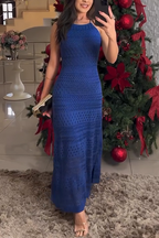 Women's  Elegant Halter Neck Hollow Knitted Dress