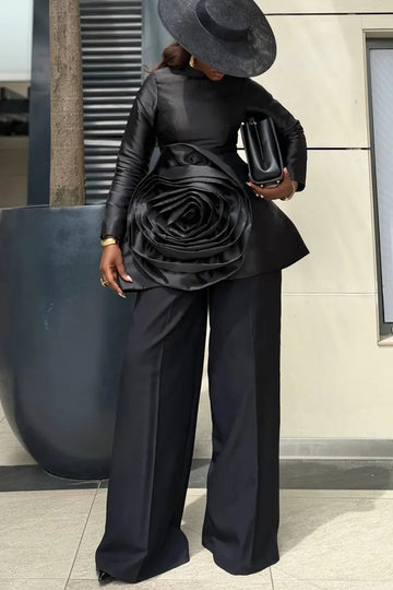Women's Elegant 3D-Floral Trim Top or Pants