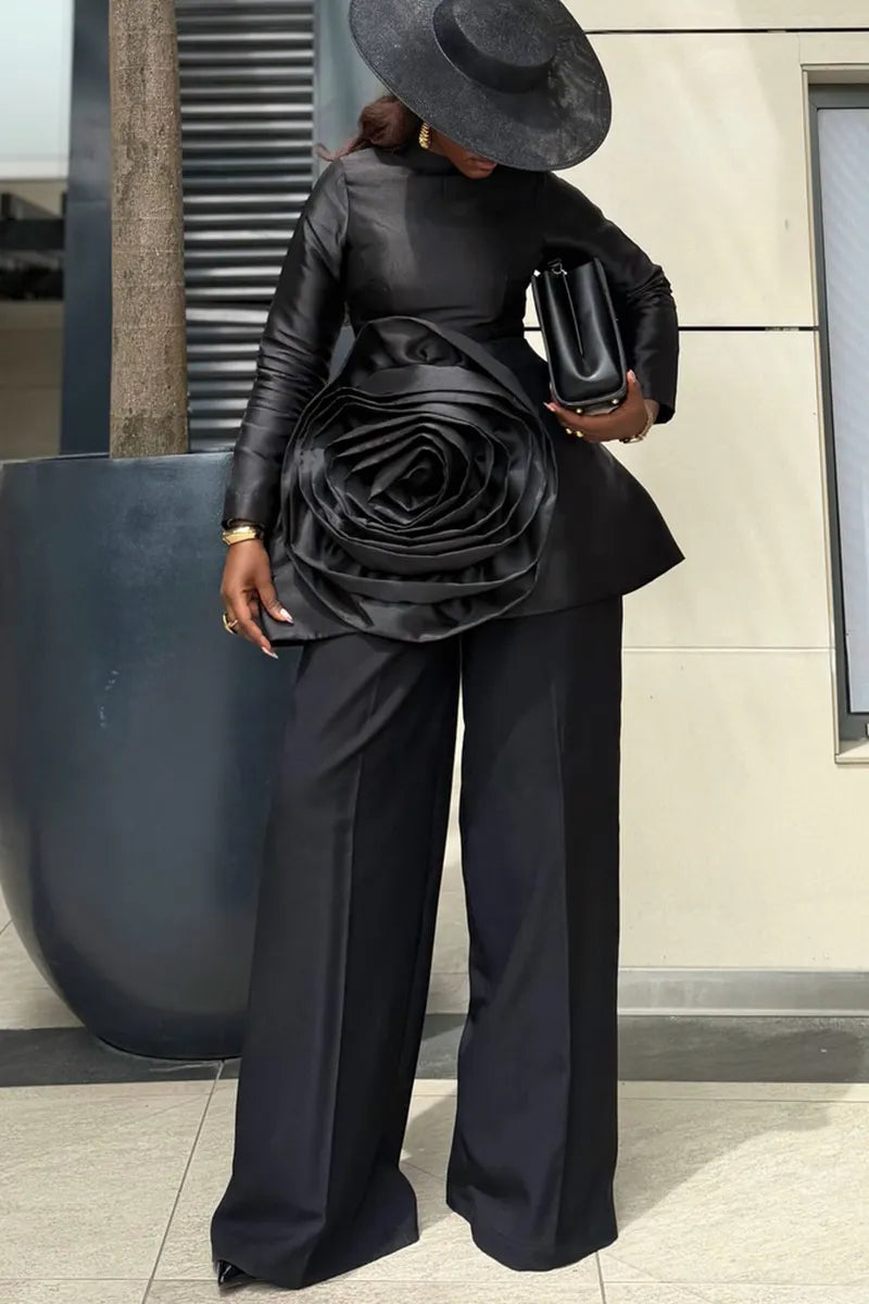 Women's Elegant 3D-Floral Trim Top or Pants