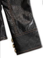Retro Stand Collar Metal Button Pu Jacket