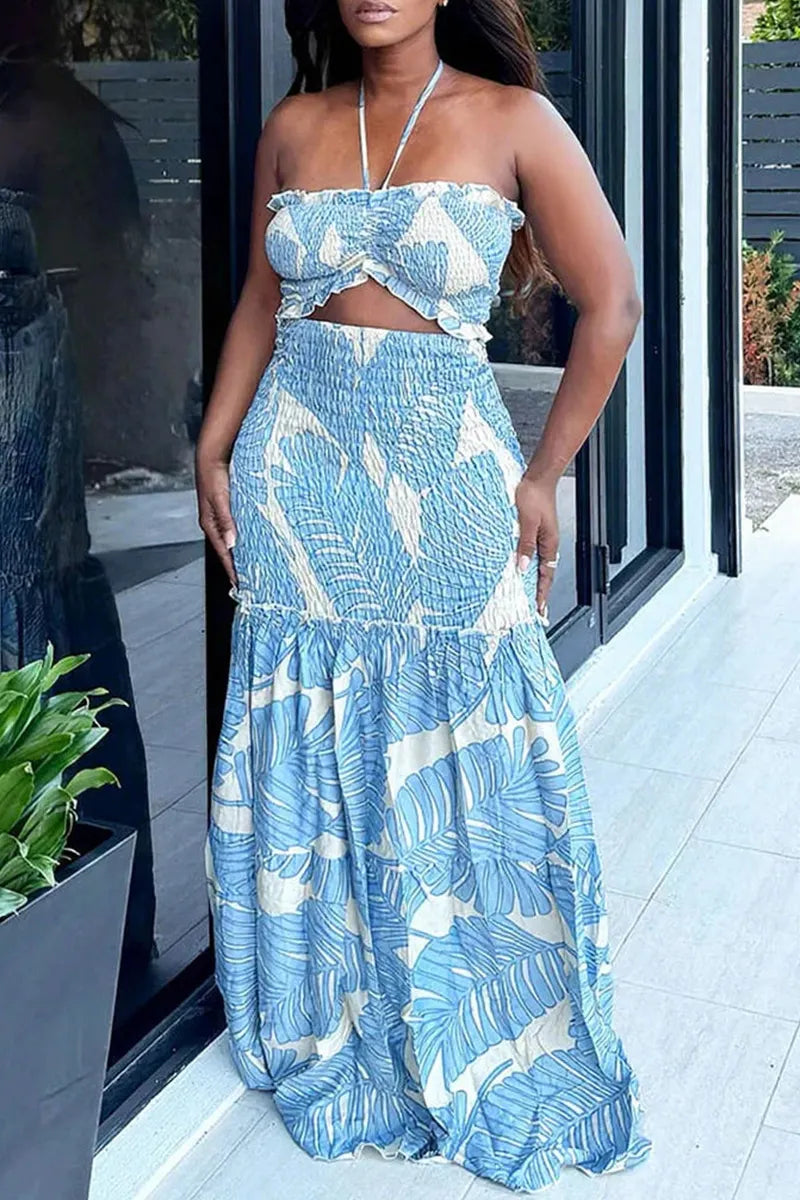 Women's Vacation Style Long Dress With Cutouts And Shirring