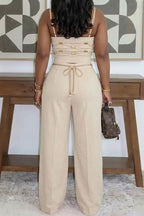 Women's Metallic Strapless Commuter Top Or Wide Leg Trousers
