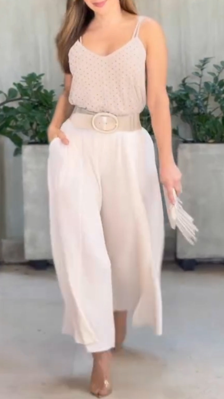 Womens Hot Diamond Suspender + Wide Leg Pants