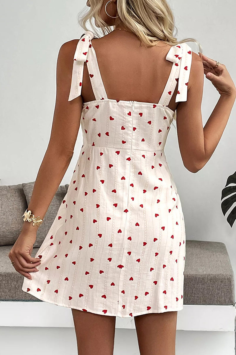 Women's Elegant Heart Print Short Dress