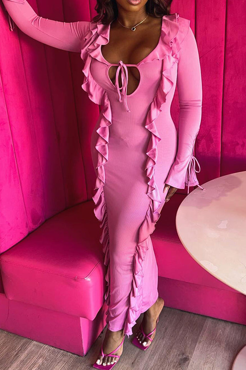 Women's Lace Up Maxi Party Dress