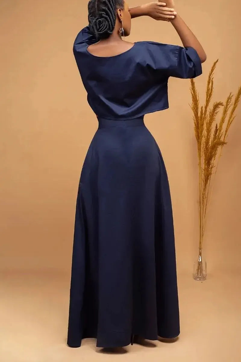 Women's Crop Top Or Maxi Skirt With Colorful Pocket Detail
