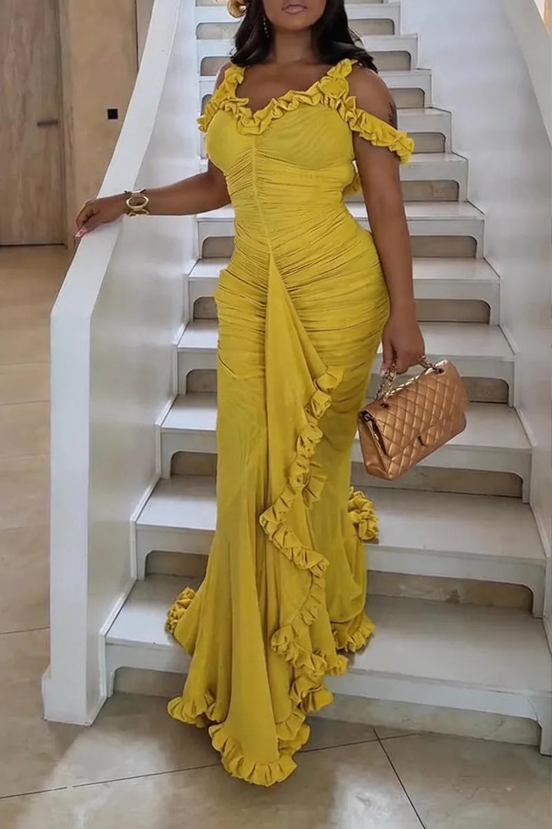 Women's Elegant Party Flounce Fishtail Dress