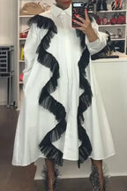 Women's Bestseller Loose Trim Flounce Trim Shirtdress